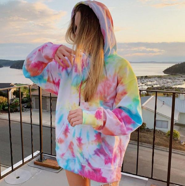 

oversized drawstring long sleeve hooded sweatshirt winter autumn streetwear women clothes women fashion tie dye hoodies, Black