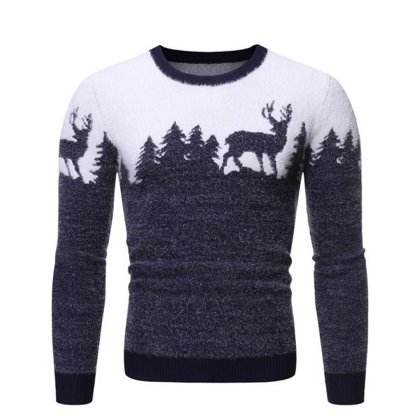 

men's sweater jacket autumn and winter warm men's long sleeve christmas stitching sweater knit y11.21, White;black