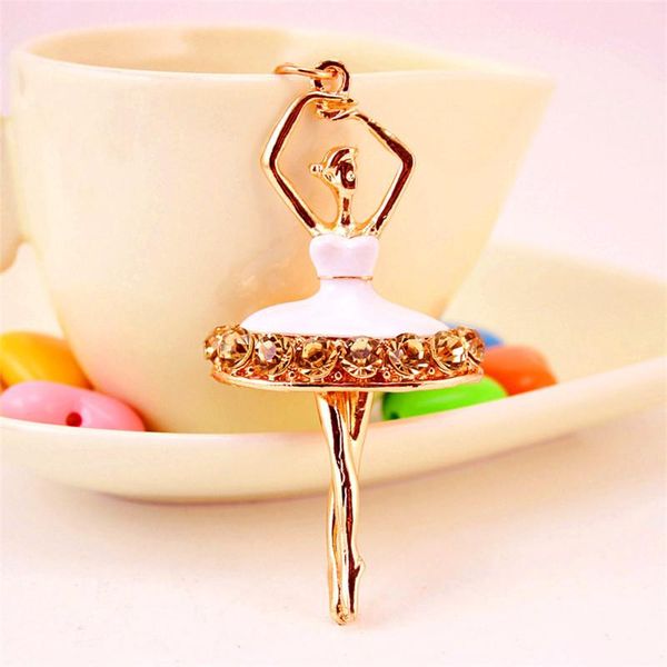 

alloy rhinestone pendant keyring crystal car key chain beauty dancing girl metal bag charms fashion key rings holder accessories, Slivery;golden