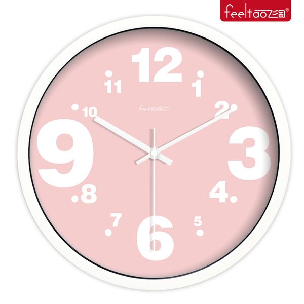 

wall clocks nordic pink clock silent minimalist modern quartz watches round unique living room duvar saatleri metal ac50al