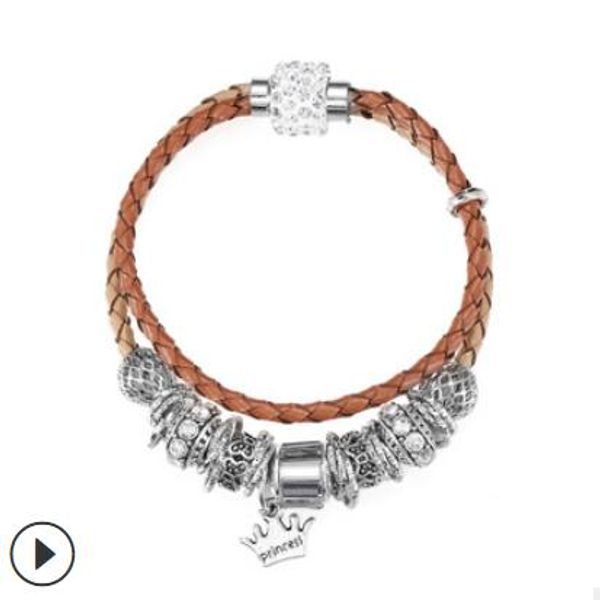 

jewelry bracelets for women diy bohimian crystal crown pendant pu braclelets fashion of shipping, Black