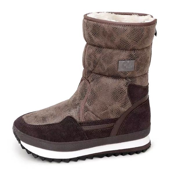 

women winter boots zipper easy wear mid-culf brown colour warm fur insole lady shoes female wearing, Black