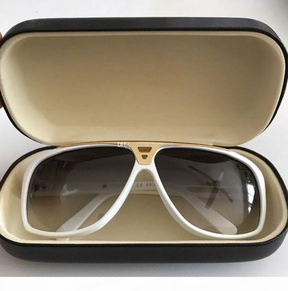 

fashion brand evidence sunglasses retro vintage men brand designer shiny gold frame laser logo women luxury with box, White;black