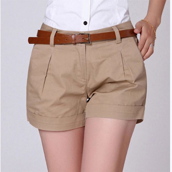 

summer woman casual shorts plus size s-2xl new fashion design lady casual short solid color khaki / white korean style, White;black