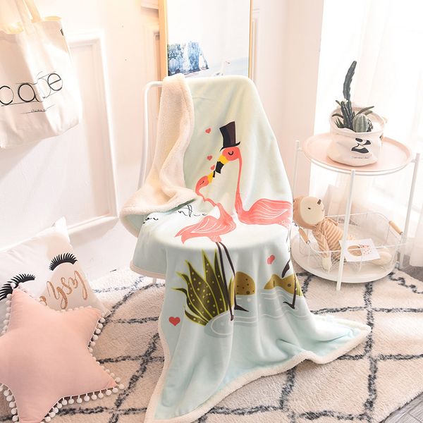 

monily cartoon animals printing blanket winter spring warm wool lamb cashmere portable throw blankets for bed sofa travel office