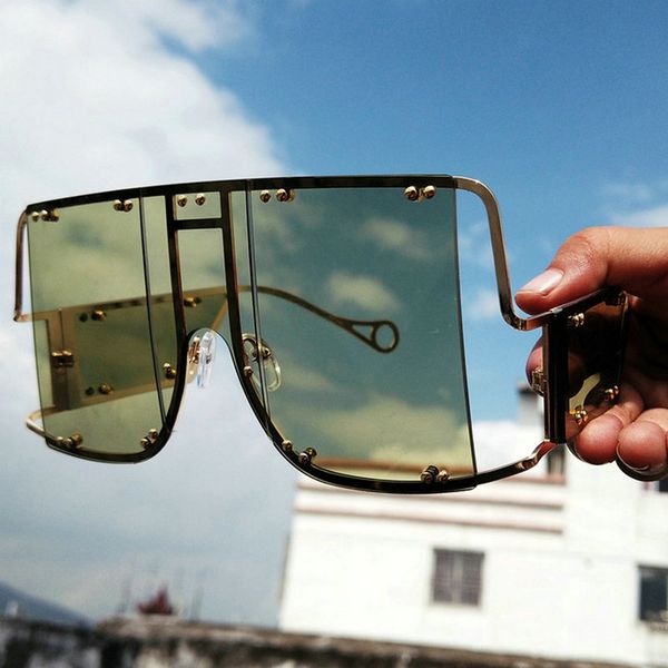 

2020 women oversize shield visor sunglasses women retro windproof glasses men shield visor flat hood eyeglasses uv400, White;black