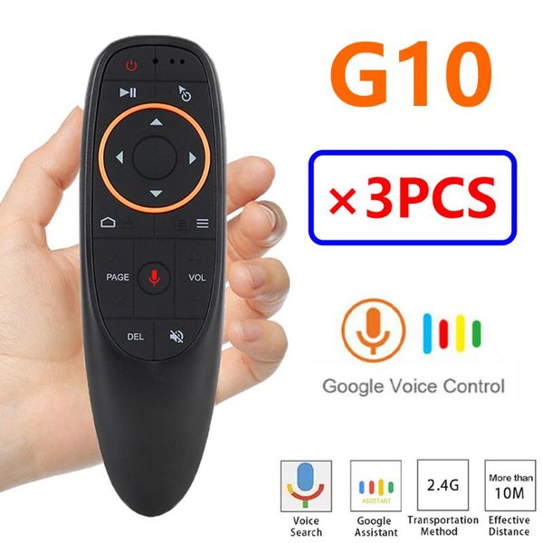 

3pcs] g10 g10s g10spro voice remote control bluetooth air remote mouse 2.4g wireless gyroscope for android tv box h96 max x3