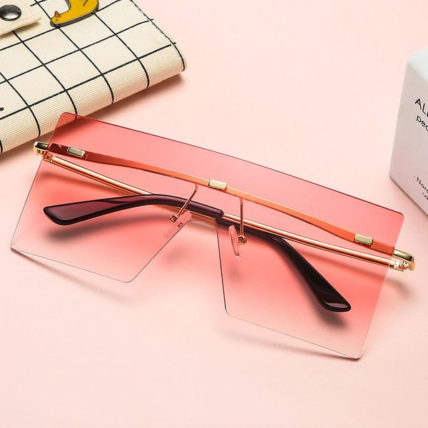 

oversized brown sunglasses 2020 women retro vintage sunglasses rimless eyewear feminino big shades, White;black