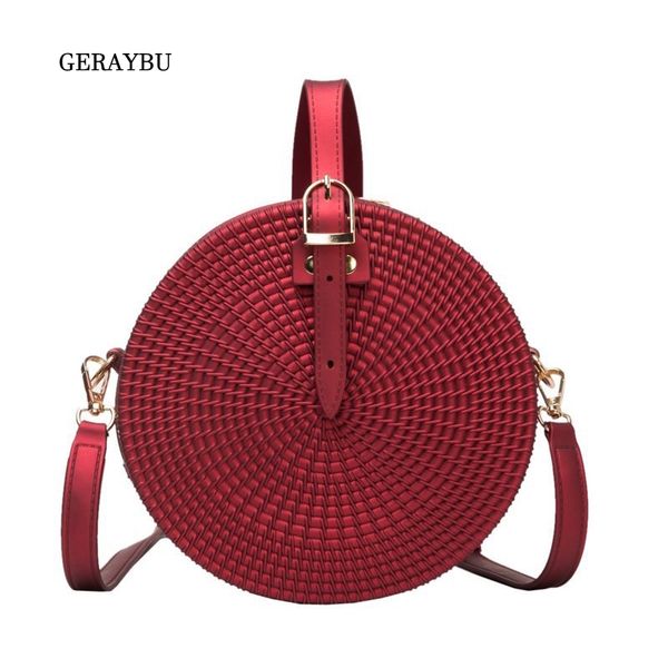 

fashion women shoulder bag round lady elegant diagonal bag woven ladies shopping handbag daily unique bags red high quality