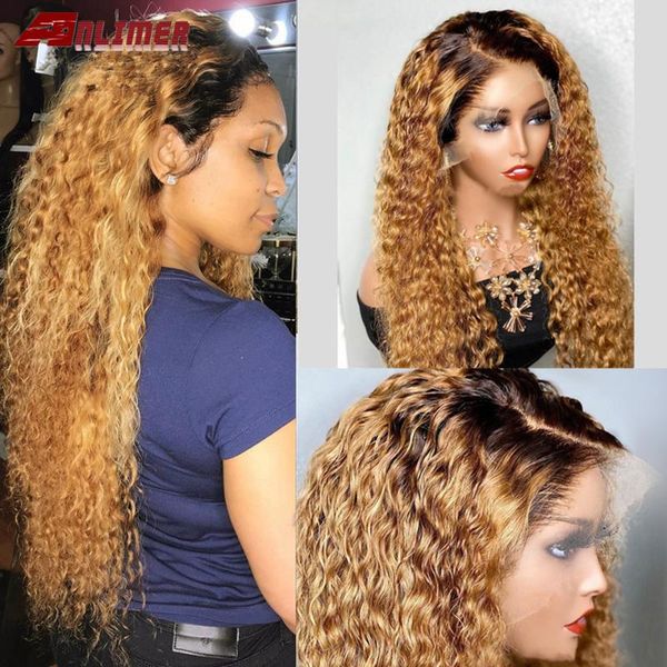 

lace wigs honey blonde 13x6 front curly human hair wig colored preplucked 5*5'' silk base wave, Black;brown