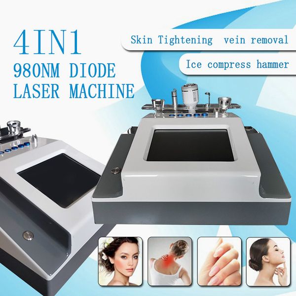

portable 980nm diode laser vascular spider vein blood vessels removal 4 in 1 for skin fungal laser vascular veins removal physiotherapy, Black