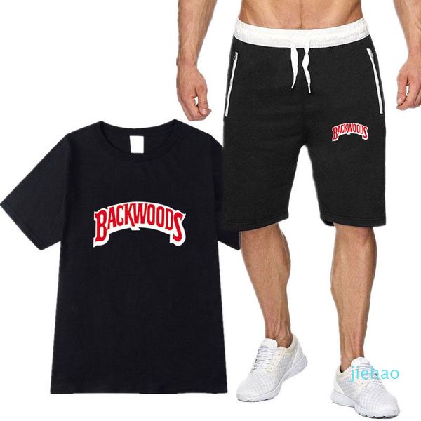 Moda - Homens de Verão Camiseta Conjuntos Moda Tracksuit Homens Camiseta e Shorts Homens Camiseta Camiseta Manga Curta Joelho Comprimento Mens Shorts