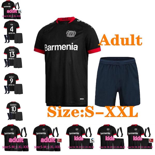 

взрослые и дети + носки 20 21 леверкузен футбол джерси . bender байер 04 леверкузен havertz джерси demirbay alario волланд футбол рубашка, Black;yellow