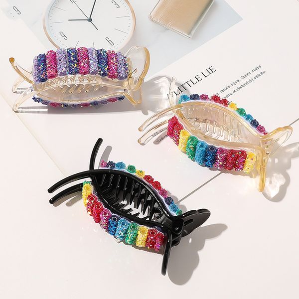 

fashion bun holder cage hair clip bun maker rainbow hair claw holer fish shape clip accessories jewelries korean claw