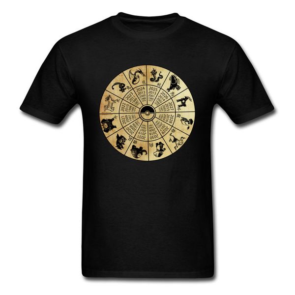 

custom t shirt men 100% cotton chinese zodiac t-shirts for men good quality fashion brand undershirt gold calendar patterns tees