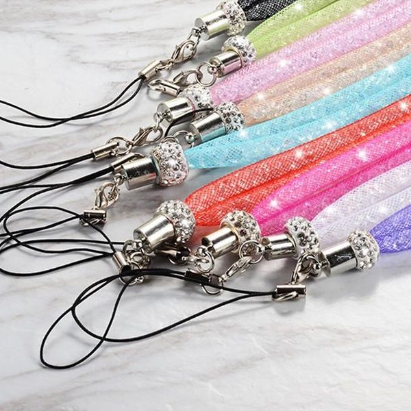 

cgjxsbling crystal rhinestone lanyard diamond hanging luxury rope necklace string neck chain sling colorful for iphone id card keychain cell
