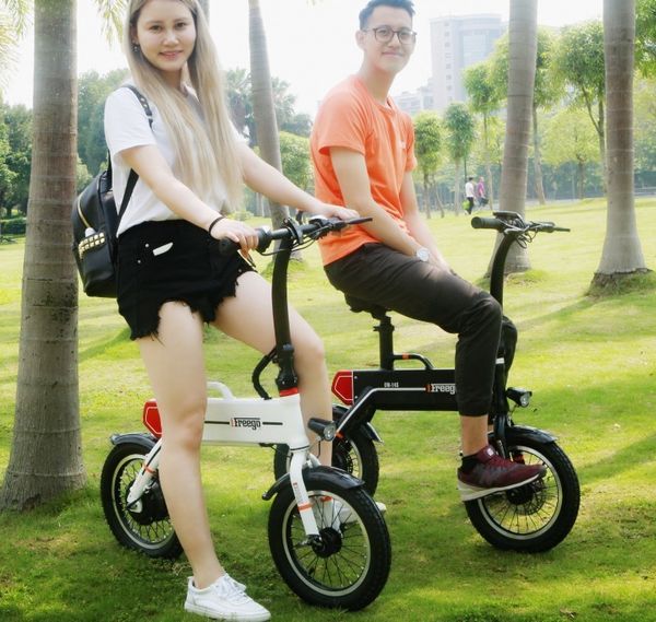

em-14s new 14" lightweight folding electric bike electric bicycles with seat, Silver;blue