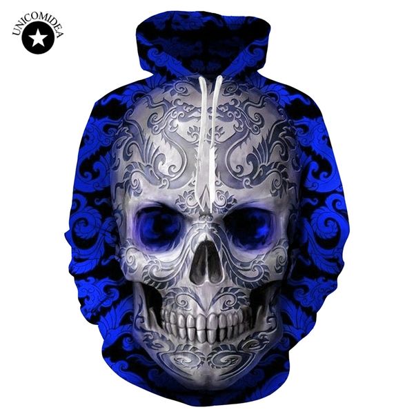 

blue/red 3d skull hoodie men women fashion winter spring sportswear hip hop tracksuit brand hooded sweatshirt dropship, Black