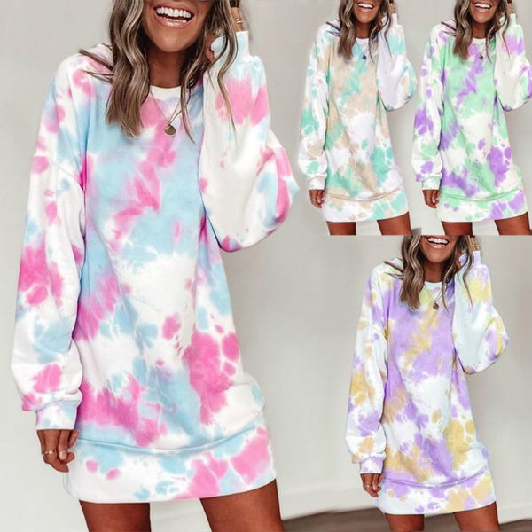 

women knit dresses autumn new style fashion knitted sweater long-sleeved tie-dye dress for women girls 2020 wholesale, Black;gray