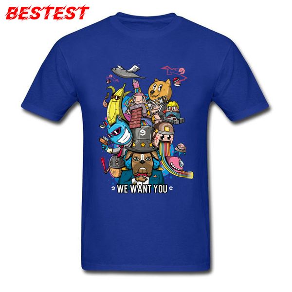 

we want you t-shirt men blue t shirt funny dog banana cartoon printed tee shirts students oversized tshirt ball clothing