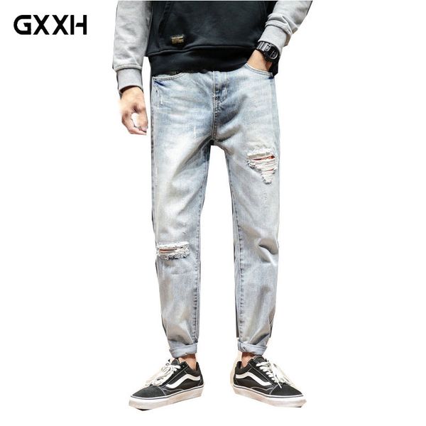 

2020 autumn jeans men fashion harlan pants denim pants slim fit hole brand-clothing male denim size -xxl xxxl 4xl 5xl, Blue