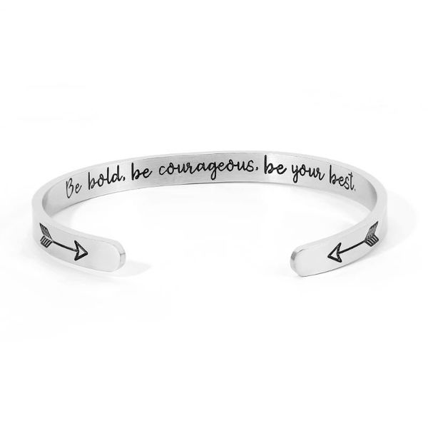 

wholesale stainless steel bracelet "be bold, be courageous.be your quot; bracelet arrow opening female jewelry, Black