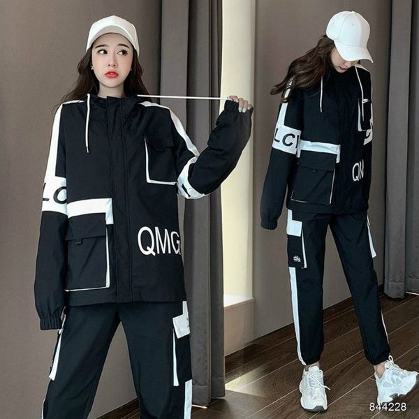 

20fw новых женщин костюмы мода осень бег спорт двухсекционный костюм trend letter печать женские костюмы 3 цвета азиатский размер s-2xl, Gray