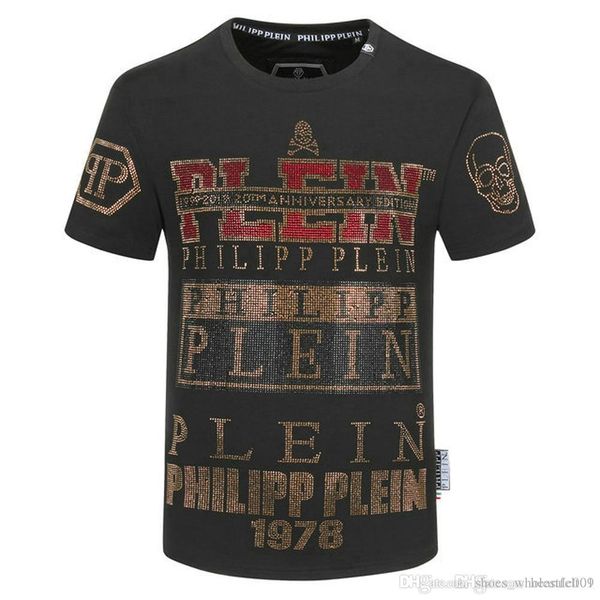 

philip plain brand mens designer t shirts firmata uomo fashion luxury designer t shirt summer homme mens skull tshirt tee 9431, White