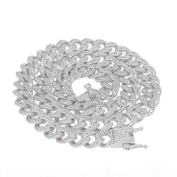 

hip hop bling iced out 13mm 16-24inches cuban link chain necklace gold silver jewelry for men