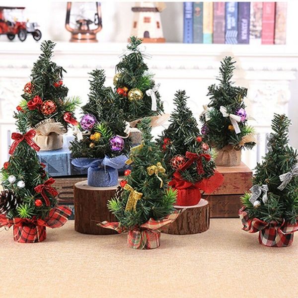 

1pc newly desk table 20cm mini christmas xmas tree santa claus small festival holiday party ornaments home decor art gift