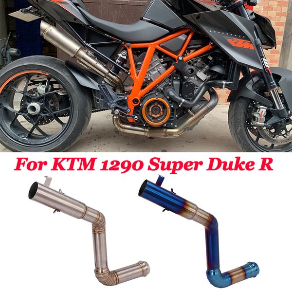 

for 1290 super duke r motorcycle full exhaust escape modified stainles steel slip on middle link pipe 60mm without muffler