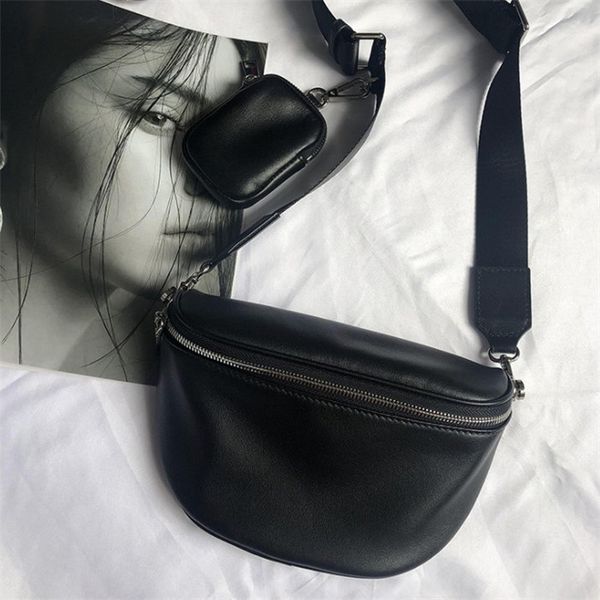 

2020 new fashion waist bag female trend cowhide simple and versatile casual crossbody wideband saddle bag ing