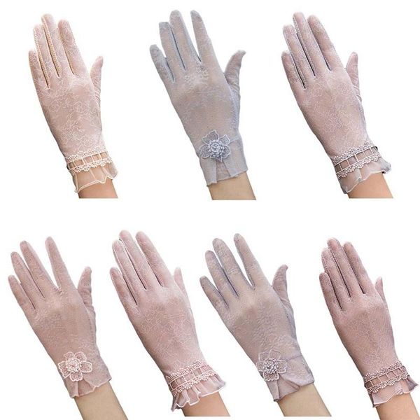 

sexy summer женщины уф-защита солнцезащитный женские перчатки мода шелковый шнурок тонкий сенсорный экран lady перчатки, Blue;gray