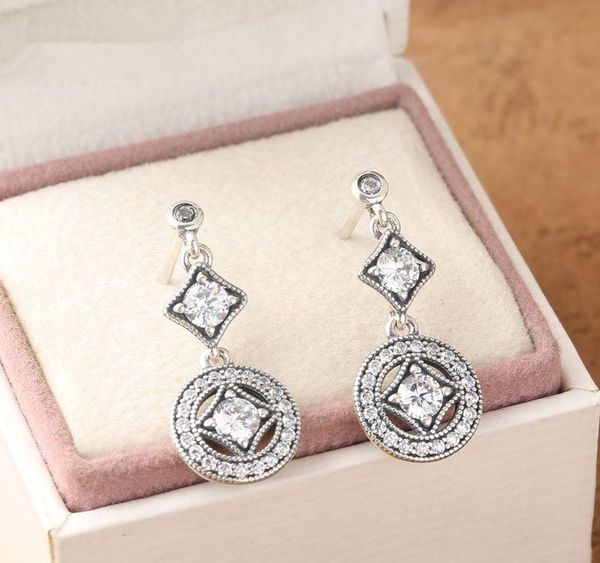

memnon jewelry vintage cz diamond drop stud earrings 2016 new 925 sterling silver long earrings for women wedding fashion jewelry01, Golden;silver