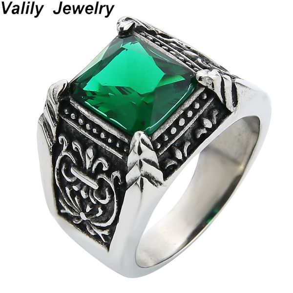 

edglifu men black retro flower cross ring stainless steel punk rock square cubic zirconia wedding rings party jewelry, Golden;silver