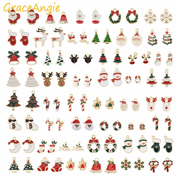 

graceangie 10pc/10pair christmas boot snowman boot moon bells tree garland elk snowflake charms pendants jewelry making accessor, Bronze;silver