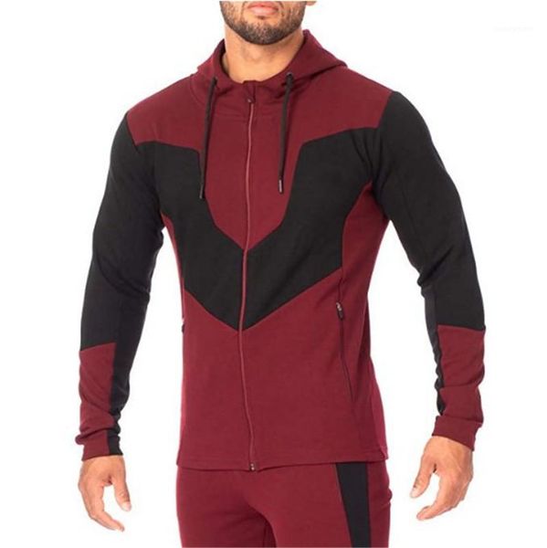 

style casual sports zip jacket fashion men winter patchwork hoodie men thermal jacket mens designer hoodies, Black