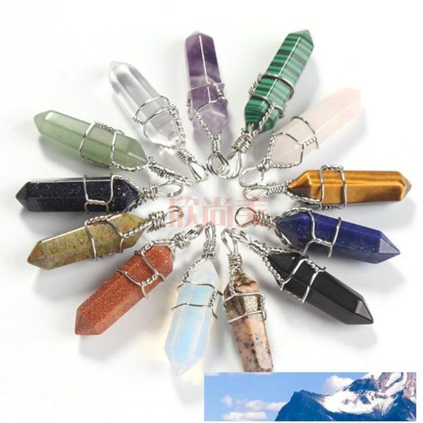 

pendants beads shape for pointed chakra jewelry bullet quartz stone necklace color crystal randow healing gemstone making reqaa