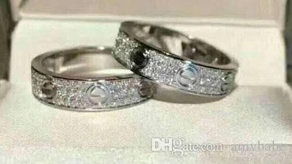 

jewelry rings titanium steel engagement wedding ring 2/3 rows zircon diamond for men and women 2 colour select, Silver