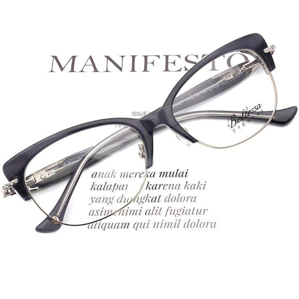 

fashion sunglasses frames 2021 optical glasses frame women cat eye prescription myopia metal eyeglass spectacle luxury vintage eyewear, Black