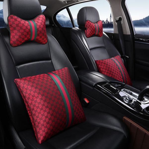 

Car Accessories Headrest pillows High Quality 2 Pcs For Car Seat Cover 4pc 6pcs set Neck Pillows seat belt coves Steering wheel cover Pink