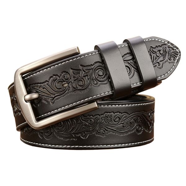 

mens роскошный цветок узор пояса кожаные мужские ремни cinturones hombre пряжкой ceinture мужской деловой дизайнер, Black;brown