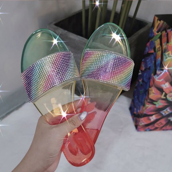 

new fashion slides ladies footwear casual comfort female sandals dropshipping crystal bling slippers summer shoes women flats, Black