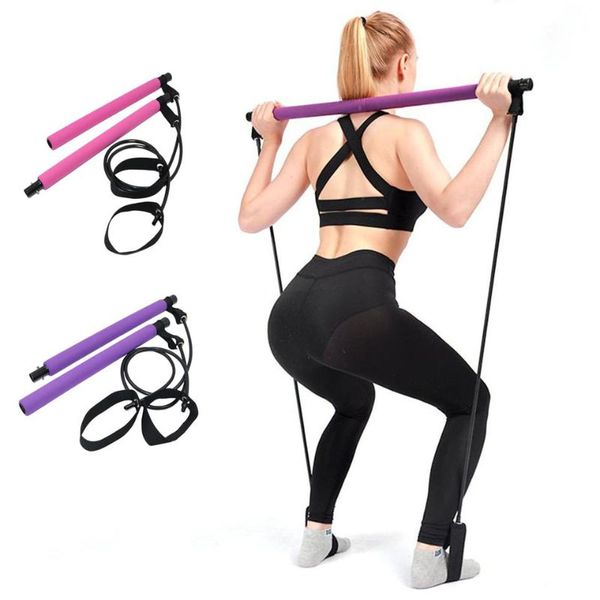 

fitness sport pilates bar kit gym workout stick pilates exercise bar kit with resistance band body building puller yoga rope