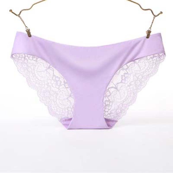 

women's panties plus size lace seamless lingerie low-rise briefs breathable panty 2pcs/pack transparent underwear, Black;pink