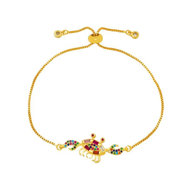 

gold filled summer cute crab bracelet women link chain wrist charm bracelet beach accessories animal rainbow & bangle, Golden;silver