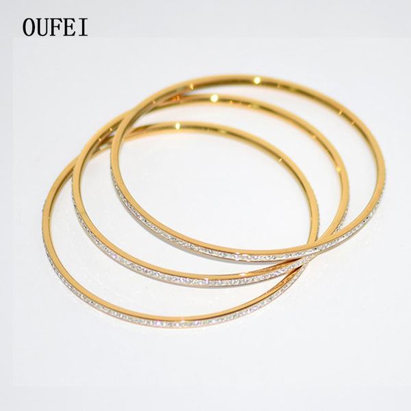 

oufei charm bracelet women bangles stainless steel crystal white black multi-layer removable jewelry fashion