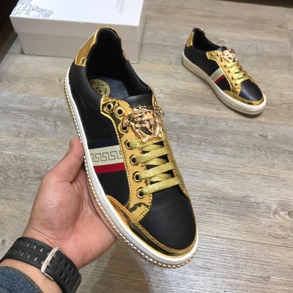 

2021q spring new men 's tide shoes casual england wild shoes ,comfortable low -sneakers ,original box packaging 38 -44, Black