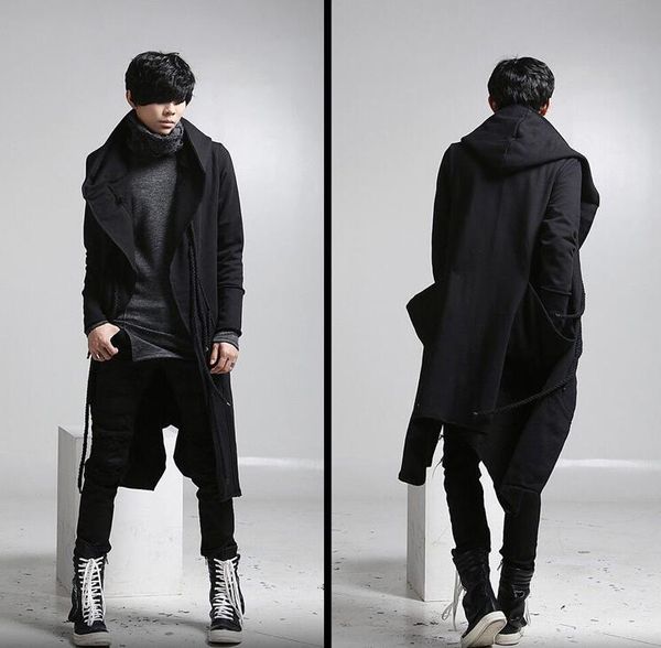 

m-- 2020 winter men new cultivate one's morality fashion long add cashmere hood fleece coat, Black