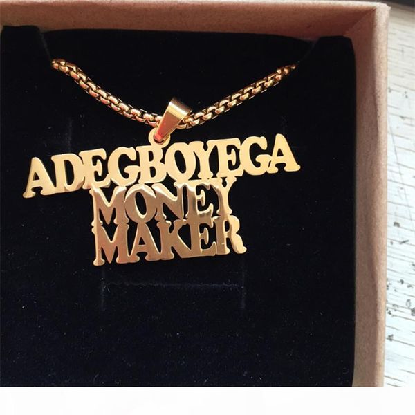 

stainless steel charm personalized name necklace men jewelry punk style gold chain nameplate collier femme custom gift, Silver